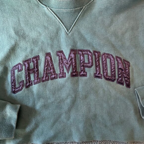 Champion Reverse Weave Cropped Teal Athletic Sporty Blue Sweatshirt S - Picture 11 of 11